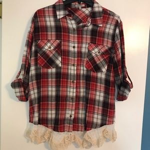 Red and Black Plaid Button Down